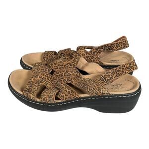 Clarks Lynette Animal Print Sandals SZ 9